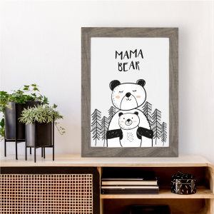 Mama Bear Cute Wall Art Print | Beautiful Gift for Mum | A3 w/ Grey Frame