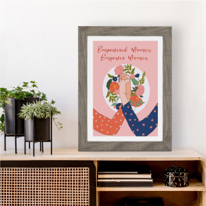 Empowered Women Empower Women Wall Art | Illustration Print | A3 w/ Grey Frame