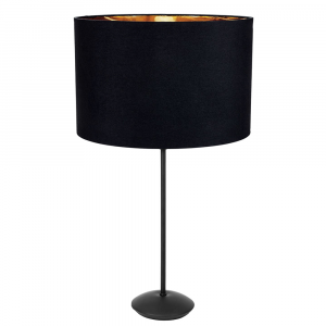Contemporary Matt Black Stick Table Lamp with 12" Shade with Shiny Golden Inside