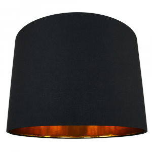 Modern Jet Black Cotton 16" Floor/Pendant Lamp Shade with Shiny Golden Inner