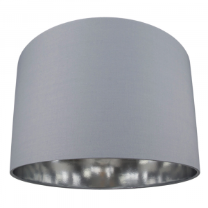 Modern Grey Cotton Fabric 16" Floor/Pendant Lamp Shade with Shiny Silver Inner