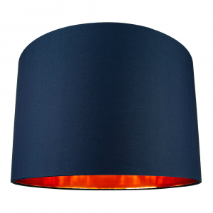 Modern Midnight Blue Cotton 16" Floor/Pendant Lamp Shade with Shiny Copper Inner