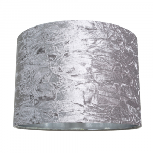 Silver Grey Crushed Velvet 16" Floor/Pendant Lampshade with Shiny Silver Inner