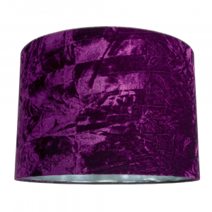 Deep Purple Crushed Velvet 16" Floor/Pendant Lampshade with Shiny Silver Inner