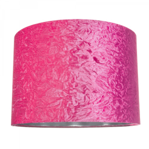 Vivid Pink Crushed Velvet 16" Floor/Pendant Lampshade with Shiny Silver Inner