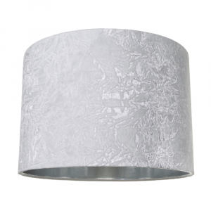 Arctic White Crushed Velvet 16" Floor/Pendant Lampshade with Shiny Silver Inner