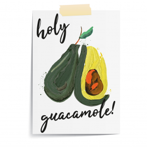 Holy Guacamole Avocado Funny Kitchen Art | Vegetable Pun | A3 Print Only