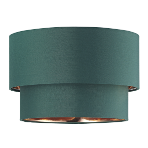 Modern Forest Green Cotton Double Tier Ceiling Shade with Shiny Copper Inner
