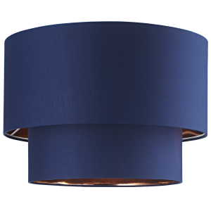 Designer Midnight Blue Cotton Double Tier Ceiling Shade with Shiny Copper Inner