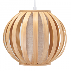 Designer Eco-Friendly Bamboo Easy Fit Spherical Lamp Shade with Oatmeal Linen