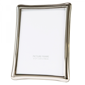 Modern Nickel Plated 5x7 Photo Frame with Curving Edges and Rounded Corners