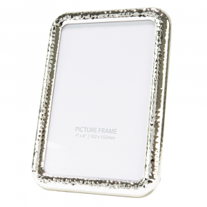 Modern Silver Plated Metal 4 x 6 Picture Frame with Unique Hammered Design