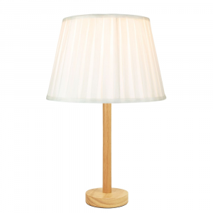 Stylish Light Rubber Wood Table Lamp with 12" Cream Faux Silk Lamp Shade