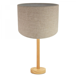 Stylish Light Rubber Wood Table Lamp with Oatmeal Linen 12" Lamp Shade