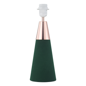 Modern Sleek Soft Green Velvet Table Lamp Base with Shiny Copper Metal Trim