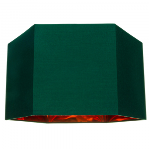 Modern Green Cotton 14" Table/Pendant Hexagonal Lampshade with Matt Copper Inner