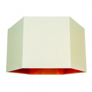 Modern Cream Cotton 14" Table/Pendant Hexagonal Lampshade with Matt Copper Inner