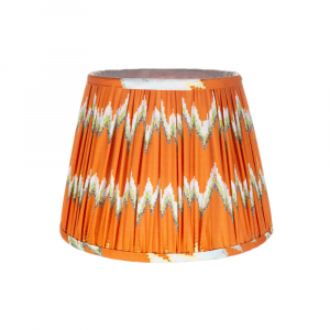 Designer Modern Orange Zig Zag Faux Silk Pleated Lined Lampshade - 10" Diameter