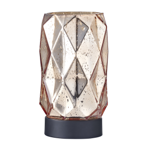Modern and Unique Copper Geometric Glass Table Lamp with Crackle Effect - 21cm