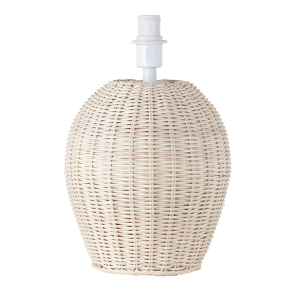 Natural Light Brown Woven Rattan Table Lamp Base with White Cable and Switch