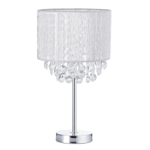 Modern Chandelier Style Table Lamp in Chrome with Clear Acrylic Hanging Droplets