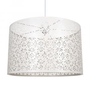 Marrakech Designed Large Cream Metal Pendant Light Shade with Floral Decoration