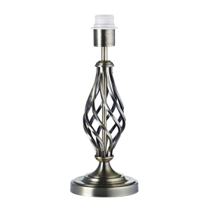 Traditional Brushed Antique Brass Table Lamp Base with Twist Metal Stem Design