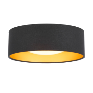 Contemporary and Sleek Black Linen Fabric LED 32cm Flush Ceiling Light Fitting