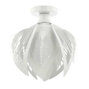 Modern Designer Semi Flush White Gloss Ceiling Light Fitting with Large Leaves
