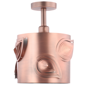 Modern Designer Semi Flush Antique Copper Ceiling Lamp with Laser Cut Leaves