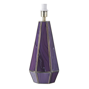 Contemporary Designer Purple Glass Marble Effect Lamp with Antique Brass Trim