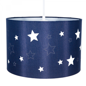 Contemporary Blue Linen Childrens/Kids Pendant/Lamp Shade with Laser Cut Stars