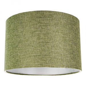 Contemporary Olive Green Plain Linen Fabric 14" Drum Lamp Shade 60w Maximum