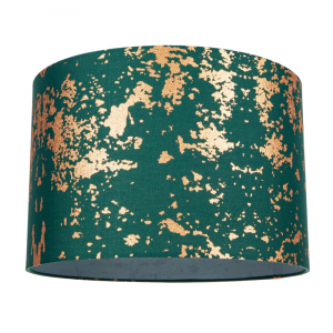 Modern Green Cotton Fabric Lampshade with Copper Foil Decor for Table or Ceiling