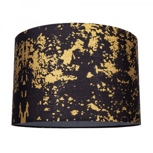 Modern Black Cotton Fabric Lamp Shade with Gold Foil Decor for Table or Ceiling