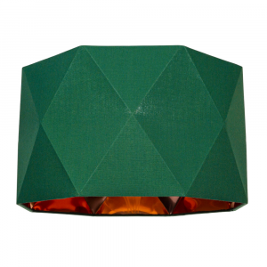Green Cotton 12" Geometric Shade with Inner Brushed Copper Metal Effect Lining
