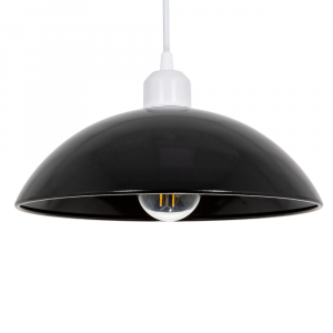 Industrial Retro Designer Black Gloss Disc Metal Ceiling Pendant Lighting Shade