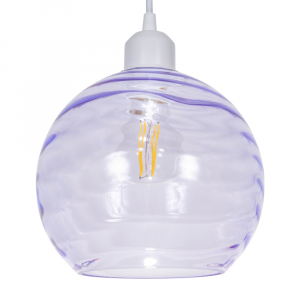 Modern Designer Purple Circular Ribbed Glass Non Electric Pendant Lamp Shade