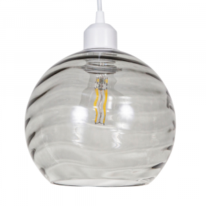 Modern Designer Smoked Circular Ribbed Glass Non Electric Pendant Lamp Shade