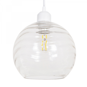 Modern Designer Clear Circular Ribbed Glass Non Electric Pendant Lamp Shade