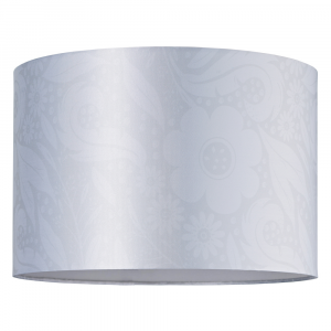 Contemporary Light Grey Shiny Satin Fabric 12" Lampshade with Floral Decoration