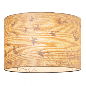 Eco Friendly Bamboo Wood Effect Lamp Shade with Inner Lining of Birds and Trees