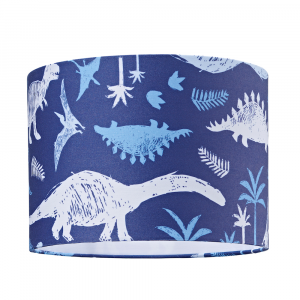 Modern and Fun Dinosaur Themed Navy Blue and White Cotton Children's Lamp Shade