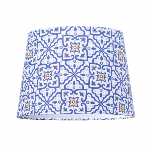 Traditional Royal Blue and Gold Italian Tile Design Empire 25cm Linen Drum Shade