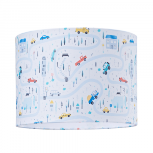 Children's Play Village Lamp Shade - Town City Car Roads Map with Cars & Trucks