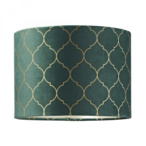 Modern Soft Brushable Forest Green Velvet 25cm Lamp Shade with Gold Foil Decor
