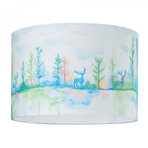 Colourful Woodland Themed Hand Painted Watercolour 12" Cotton Fabric Lamp Shade