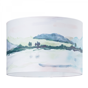 Beautiful Country Landscape Themed Watercolour Cotton Fabric 12" Drum Lampshade