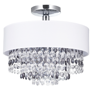 Contemporary Polished Chrome Ceiling Light with Smoked and Clear Acrylic Beads