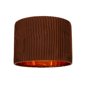 Contemporary Designer Brown Faux Silk Fabric Drum Lamp Shade with Copper Inner